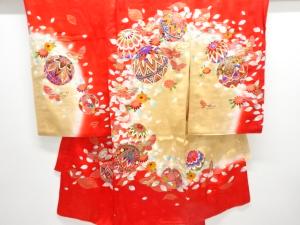 毬に蝶模様子供着物(内袖・長襦袢付き)